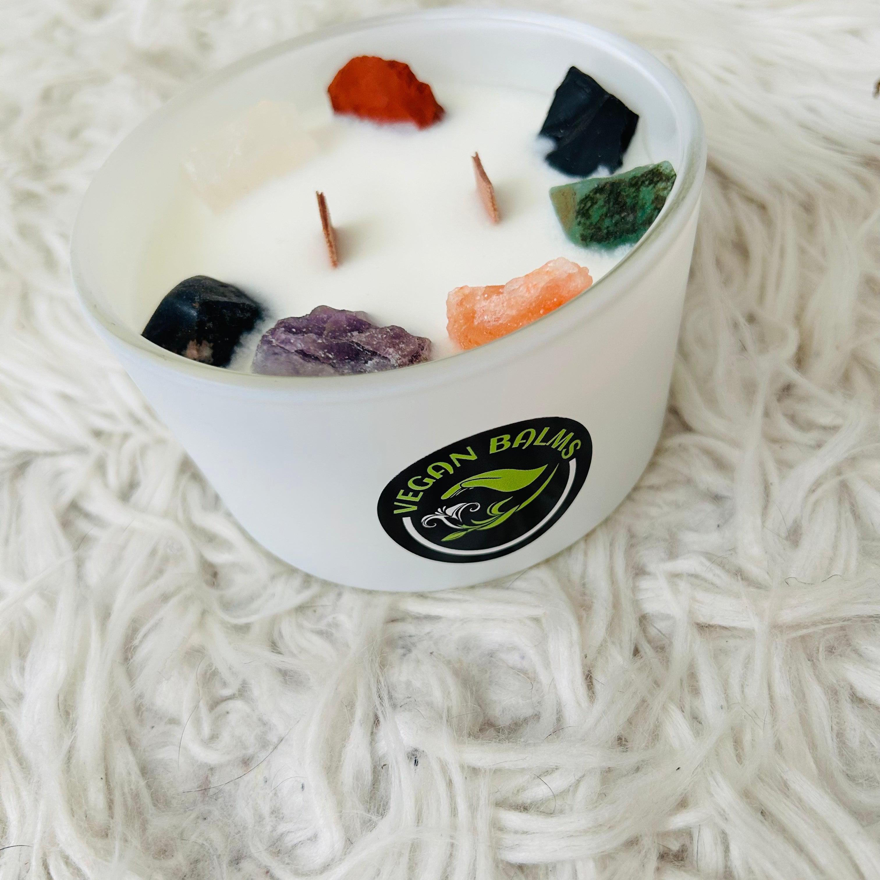 Seven healing crystal chakra soy candle